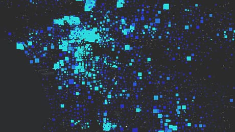 Carte constituée de blocs de couleur bleue montrant les endroits où les personnes de 60 ans et plus se trouvent en dessous du seuil de pauvreté