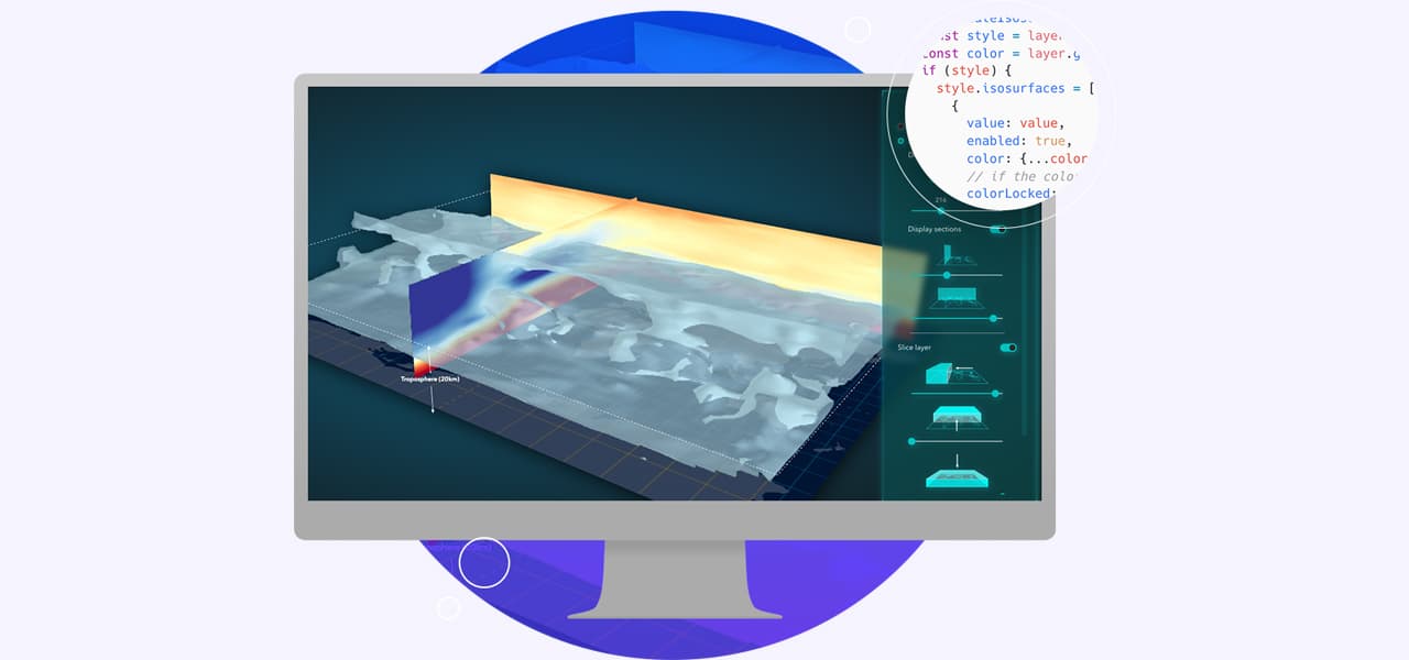 Écran d’ordinateur affichant une carte 3D d’un sentier de montagne avec des diagrammes linéaires en encart qui présentent l’élévation verticale