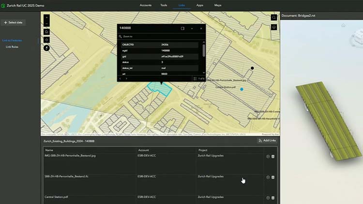 Carte avec des zones mises en surbrillance et modèle de composant BIM 3D à droite