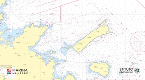 Une carte hydrographique de l’Istituto Idrografico Della Marina (Italie) avec un bouton de lecture