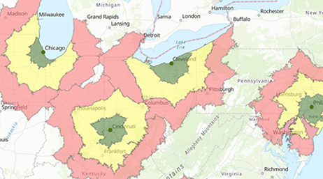 Carte des États du Midwest aux États-Unis