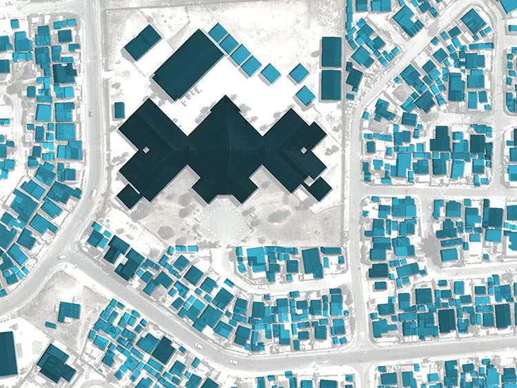 Carte des emprises de bâtiment extraite à l’aide d’un modèle d’IA de Machine Learning pré-entraîné dans ArcGIS Pro