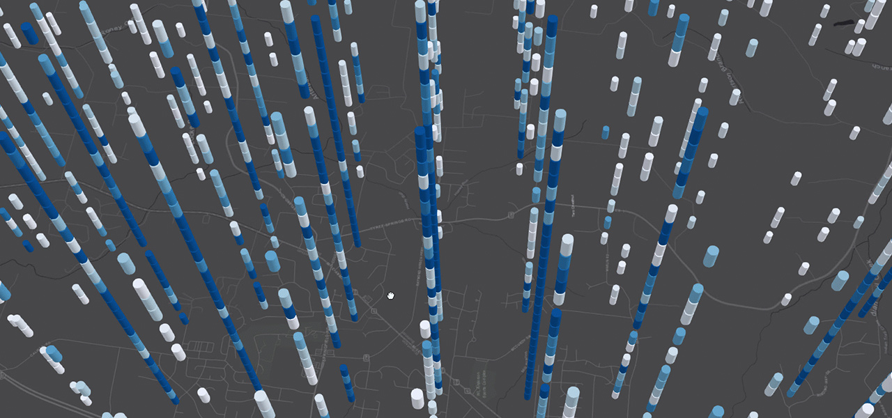 Volumes de données représentées sous forme de cylindres 3d.