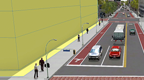 Visualisation d'un plan de conception d'une route en ville à l'aide de la 3D.