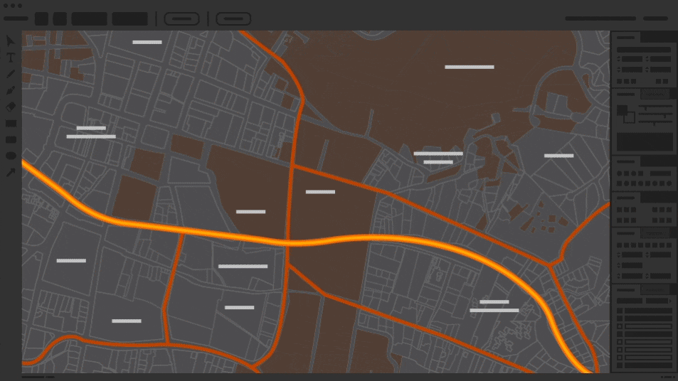 Illustration démontrant comment ajouter des données à partir d’une feuille de calcul sur une carte dans une fenêtre Adobe Illustrator