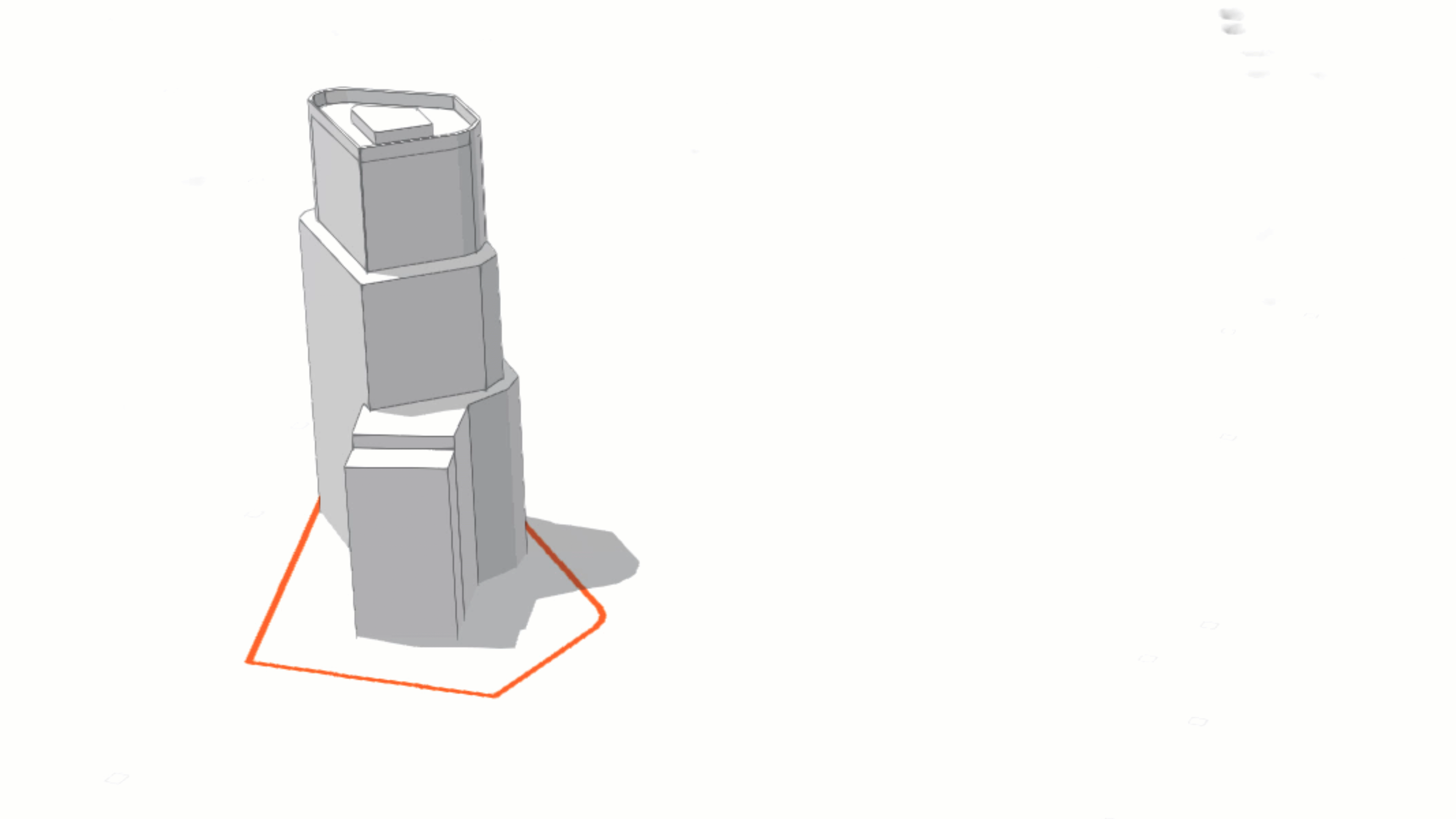 Animation GIF montrant l’ombre portée d’un bâtiment violet et gris 