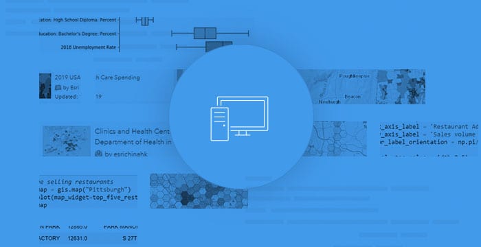 Code Python dans un notebook Jupyter affichant des cartes, des graphiques et des analyses.