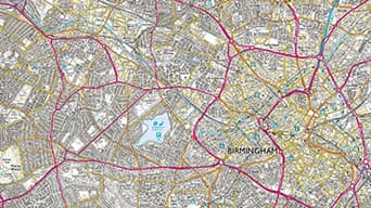 Carte de Birmingham, Angleterre