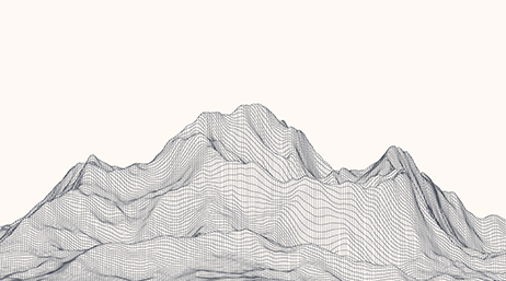 Modèle de maillage topographique d’une montagne sur un arrière-plan blanc
