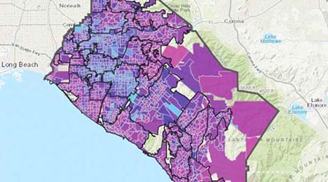 La carte d’un état en bleu et violet sur fond beige