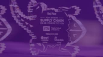 Image violette recouverte d’un placard à trophées en forme d’alligators pour la Supply Chain Case Competition de la Texas Christian University