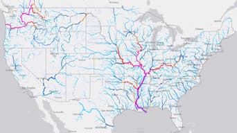 Carte de données du débit de cours d’eau en Amérique