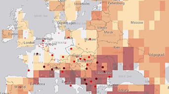 Carte multicolore de tableau de bord des dangers de l’Europe