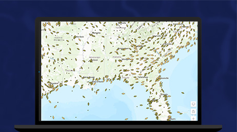 Carte du Sud des États-Unis avec des points verts indiquant les emplacements importants, affichée sur un écran d’ordinateur