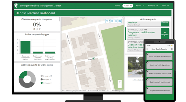 Ordinateur de bureau affichant l’écran Debris Clearance (déblaiement des débris)