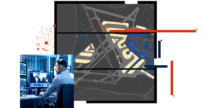 Carte d'aéroport et contrôleur aérien