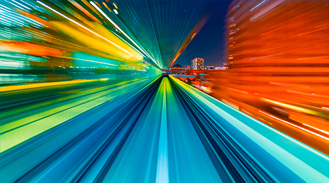 Jet de lumière multicolore pour indiquer la sensation de vitesse