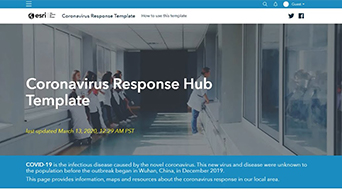 Page Web affichant la bannière de site Web incluse dans le modèle ArcGIS Hub de mesures contre le coronavirus
