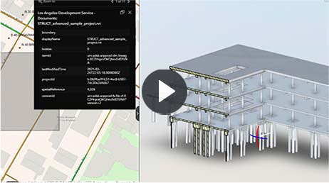 Image côte à côte d’un plan de ville et d’un modèle de bâtiment en 3D d’une structure