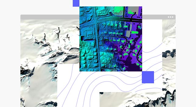 Images côte à côte d'une carte et d'une image satellite